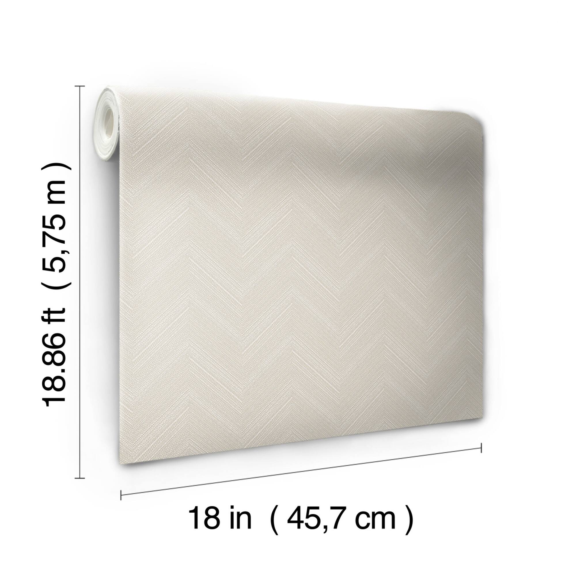 RoomMates White & Beige Herringbone Weave Peel & Stick Wallpaper